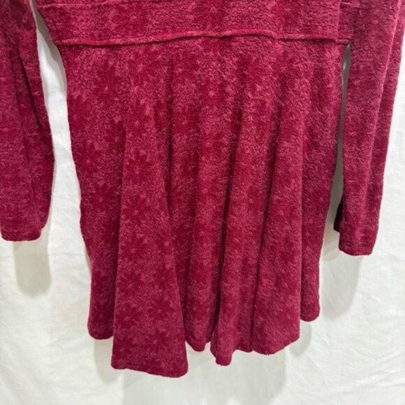 Free People Boho Lace Trim Deep V Fit & Flare Dress Velvet Burnout Pockets Fall - Picture 12 of 16